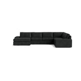 Blumen U Sectional in Natural Latex - Leather U Sectional Medley Bodie Wolf 112" x 142" Chaise Right 