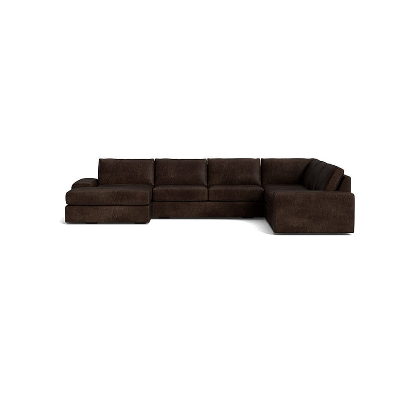 Blumen U Sectional in Natural Latex - Leather U Sectional Medley Palomar Molasses 112" x 142" Chaise Right 