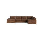 Blumen U Sectional in Natural Latex - Leather U Sectional Medley Palomar Saddle 112" x 142" Chaise Right 