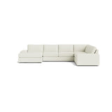 Blumen U Sectional in Natural Latex - Leather U Sectional Medley Tomo Cream 112" x 142" Chaise Right 