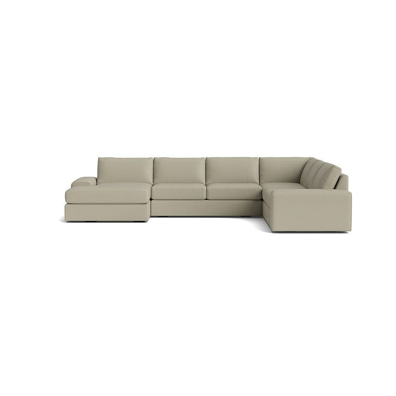 Blumen U Sectional in Natural Latex - Leather U Sectional Medley Tomo Smoke 112" x 142" Chaise Right 