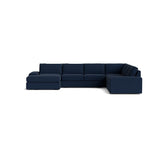 Blumen U Sectional in Natural Latex - Linen U Sectional Medley Juneberry Indigo 112" x 172" Chaise Right 