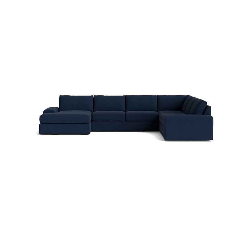 Blumen U Sectional in Natural Latex - Linen U Sectional Medley Juneberry Indigo 112" x 172" Chaise Right 