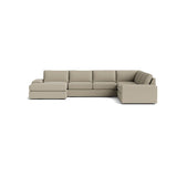 Blumen U Sectional in Natural Latex - Linen U Sectional Medley Juneberry Pebble 112" x 172" Chaise Right 