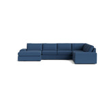 Blumen U Sectional in Natural Latex - Recycled Polyester U Sectional Medley Alpine French Blue 112" x 172" Chaise Right 