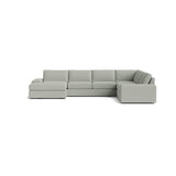 Blumen U Sectional in Natural Latex - Recycled Polyester U Sectional Medley Poplar Bouclé Bayberry 112" x 172" Chaise Right 