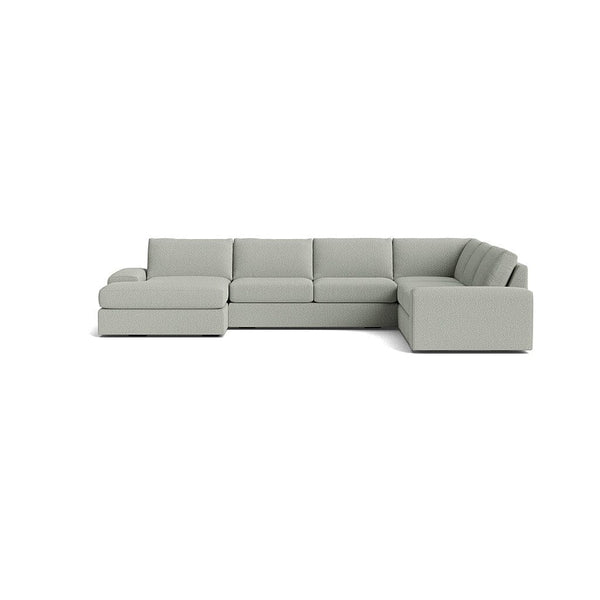 Blumen U Sectional in Natural Latex - Recycled Polyester U Sectional Medley Poplar Bouclé Bayberry 112" x 172" Chaise Right 