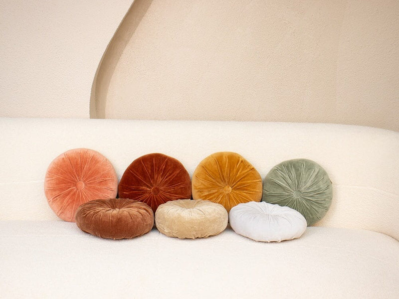 Casa Amarosa Mini Velvet Round Handmade Pillow - Clay- 11 Inch CUSHIONS Casa Amarosa 