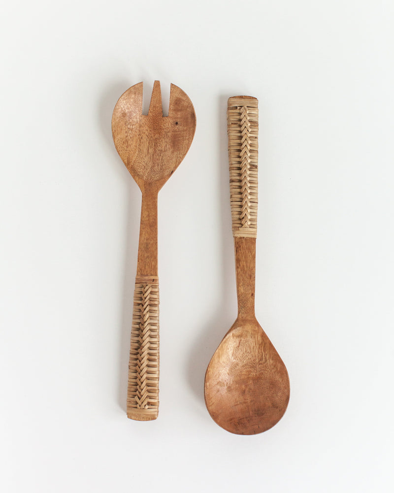 Creative Women Braided Mango Wood Salad Servers Serveware Creative Women 