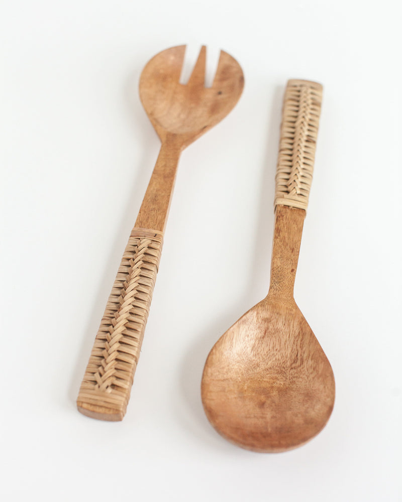 Creative Women Braided Mango Wood Salad Servers Serveware Creative Women 