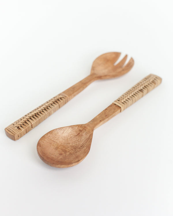 Creative Women Braided Mango Wood Salad Servers Serveware Creative Women 