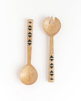 Creative Women Geo Woven Mango Wood Salad Servers Serveware Creative Women 