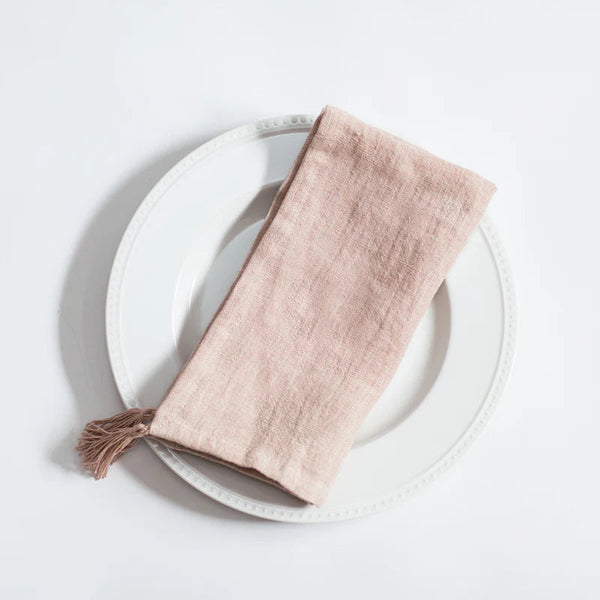 Creative Women Stone Washed Linen Tasseled Napkins Cloth Napkins Creative Women 