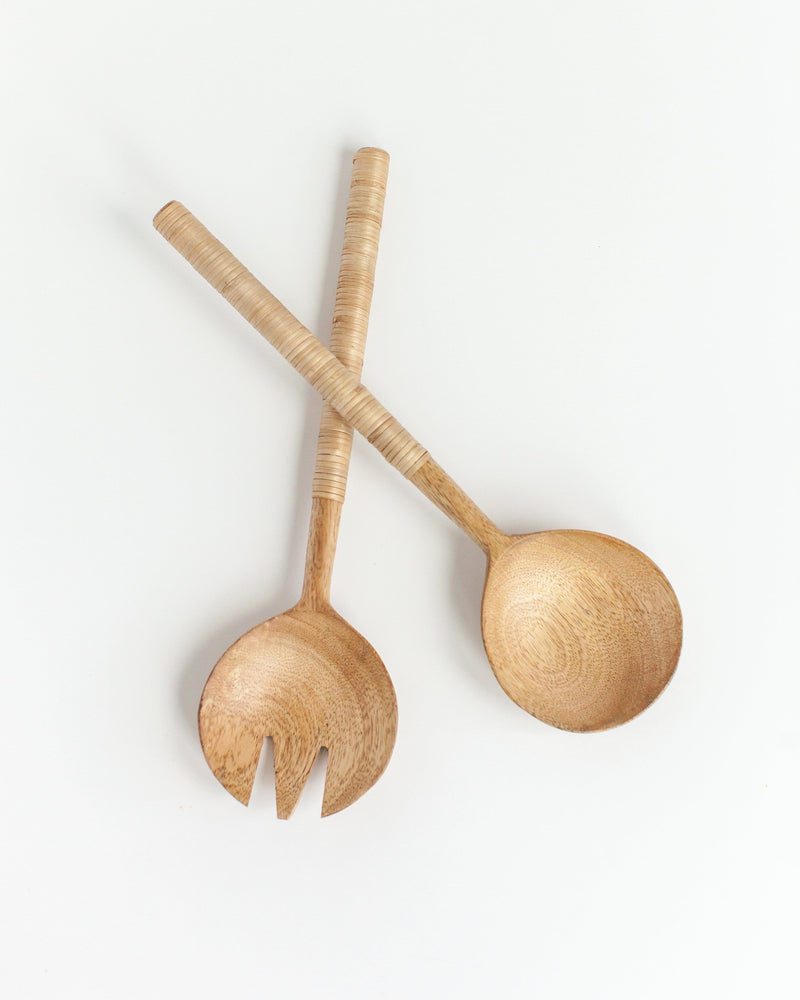 Creative Women Thin Woven Mango Wood Salad Servers Serveware Creative Women 