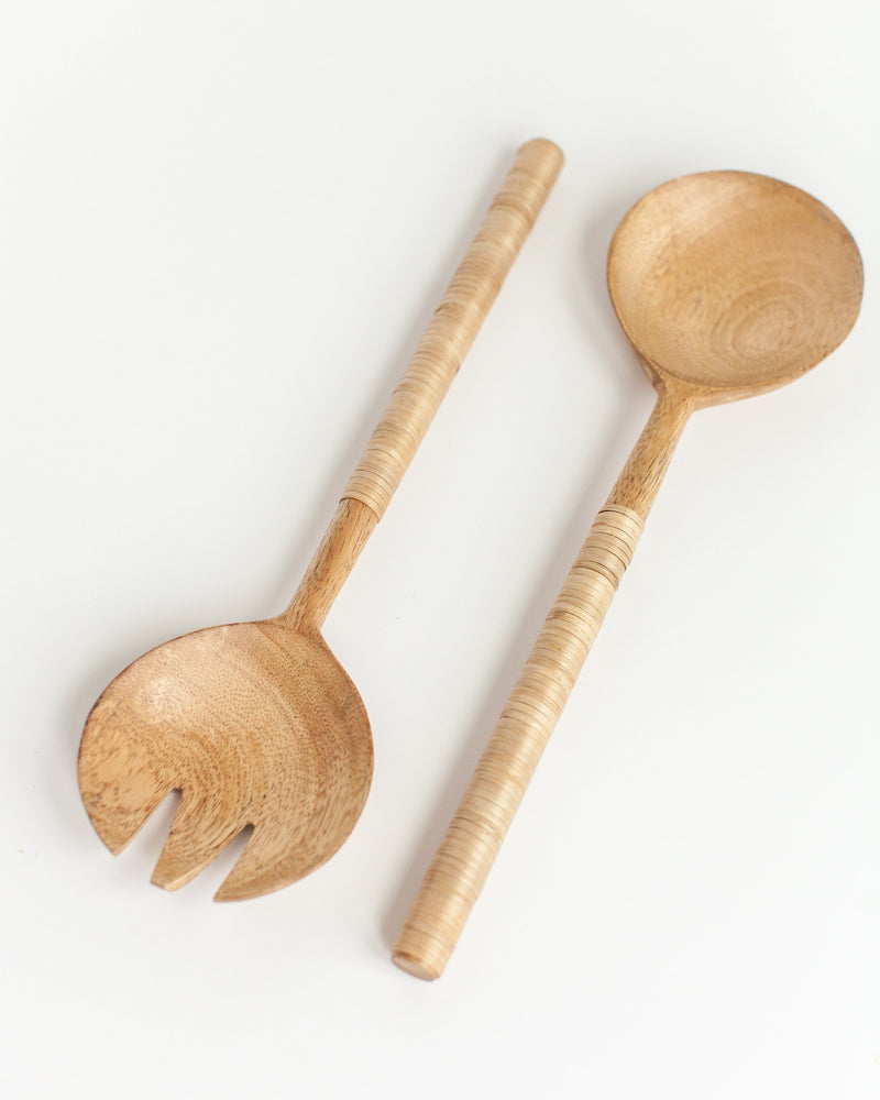 Creative Women Thin Woven Mango Wood Salad Servers Serveware Creative Women 