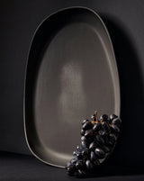 Dadasi Stoneware Serving Platter Serving Platters and Trays GHARYAN Stoneware Matte Black Long 