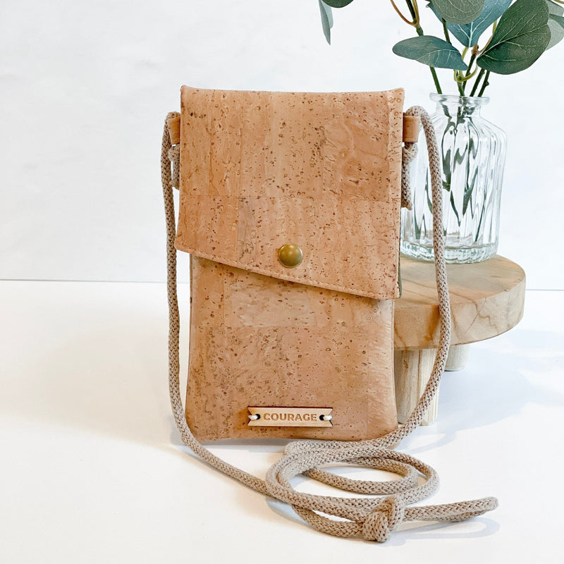 Daydreamer Cork Phone Sling Crossbody Bags Carry Courage Natural 