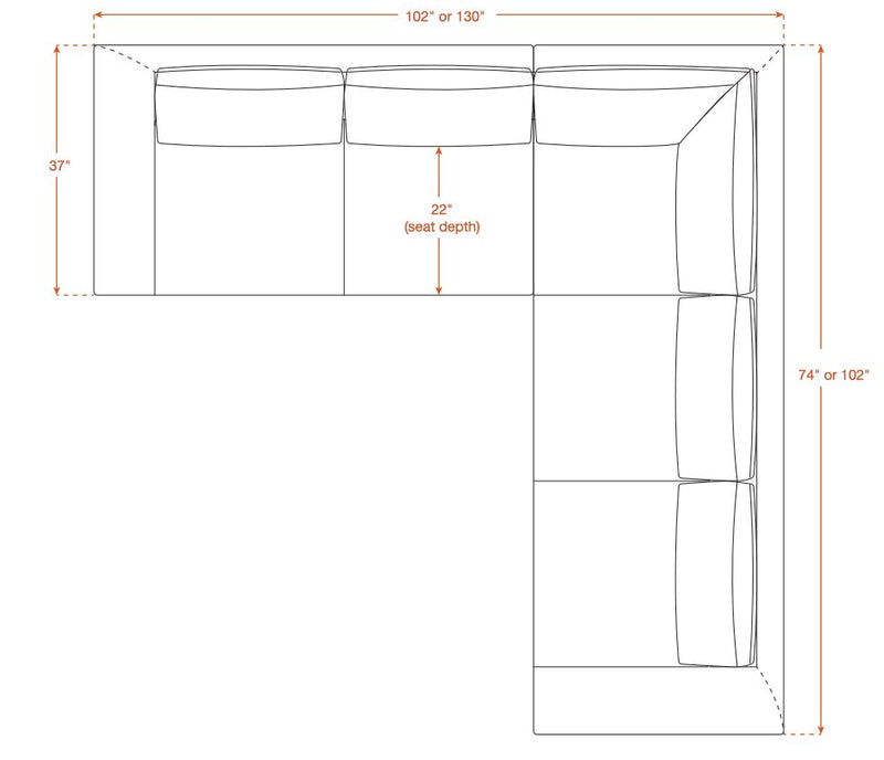 Dekayess Corner Sectional in Natural Latex - Cotton Corner Sectional Medley 