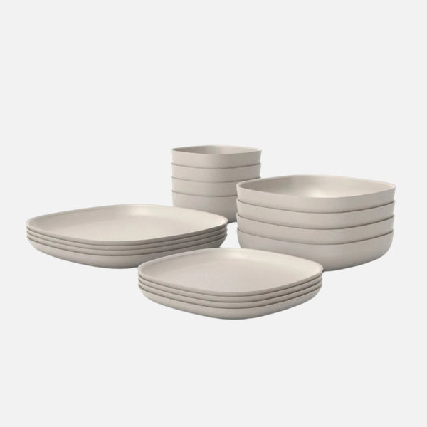 Dining Essentials 16 Piece Set Dinnerware EKOBO Stone 