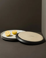 Edan Stoneware Flat Dinner Plate Set Plates GHARYAN Stoneware Matte Black and Shiny White 