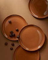 Edan Stoneware Flat Dinner Plate Set Plates GHARYAN Stoneware Matte Terracotta and Shiny Terracotta 