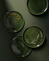 Edan Stoneware Flat Salad/Dinner Plate Set Plates GHARYAN Stoneware Matte Green and Shiny Green 