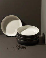 Edan Stoneware Pasta/Salad Plate Set Plates GHARYAN Stoneware Matte Black and Shiny White 