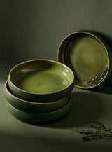 Edan Stoneware Pasta/Salad Plate Set Plates GHARYAN Stoneware Matte Green and Shiny Green 