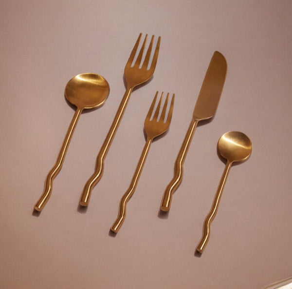 Emma Stainless Steel Flatware Set Flatware MESO Goods Brass 