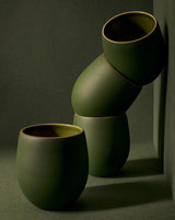 Epa Stoneware Coffee and Tea Cup Set Cups and Tumblers GHARYAN Stoneware Matte Green and Shiny Green 