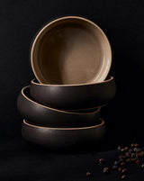 Ewa Stoneware Tapas Bowl Set Bowls GHARYAN Stoneware Matte Black and Linen 