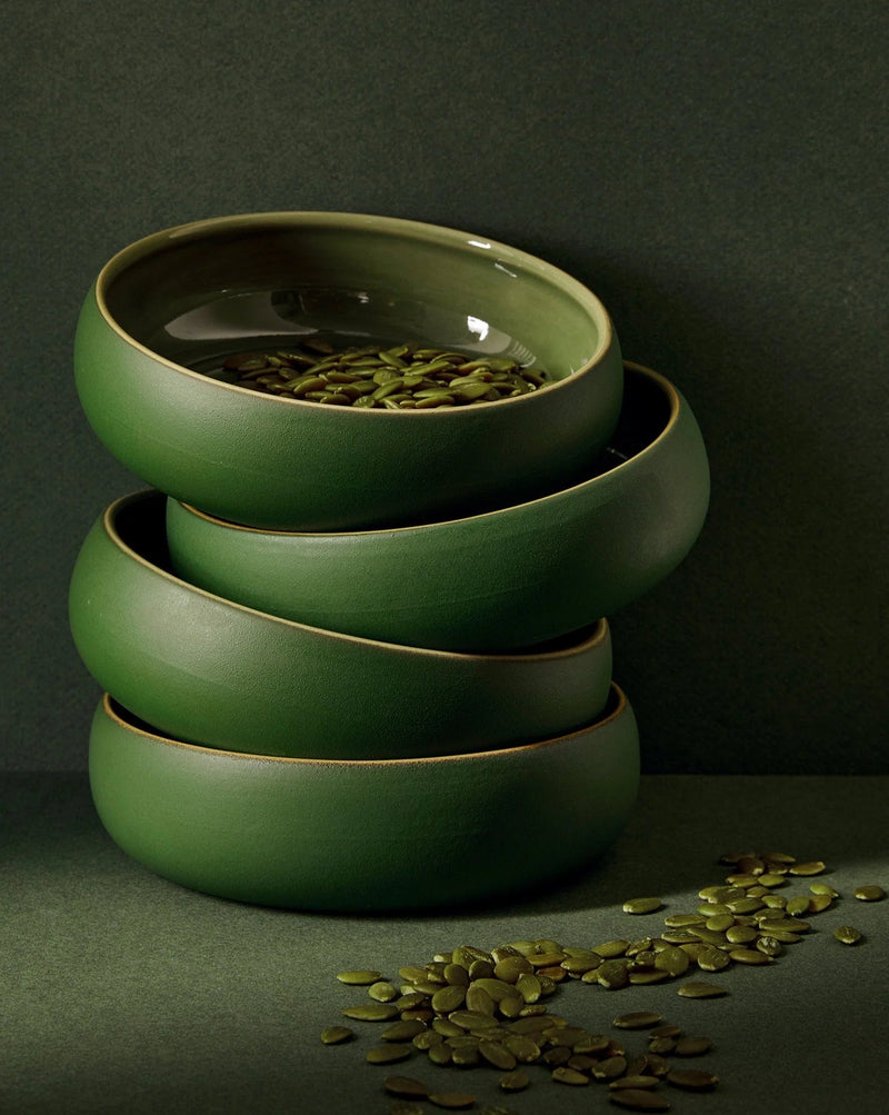 Ewa Stoneware Tapas Bowl Set Bowls GHARYAN Stoneware Matte Green and Shiny Green 