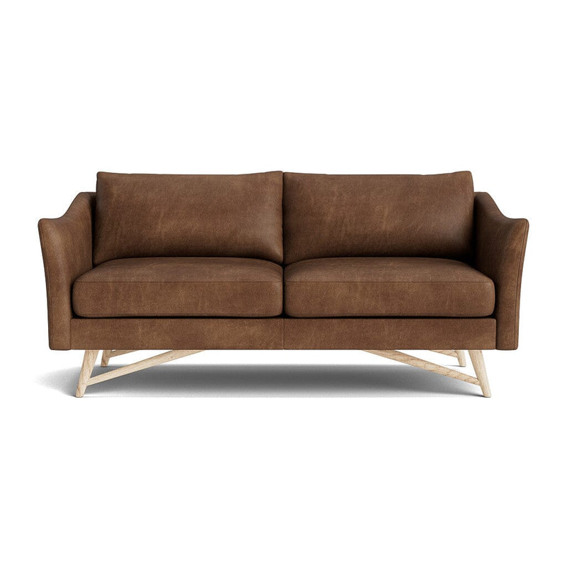 Gio Sofa in Natural Latex - Leather Sofa Medley White Oak Palomar Saddle 72" Sofa