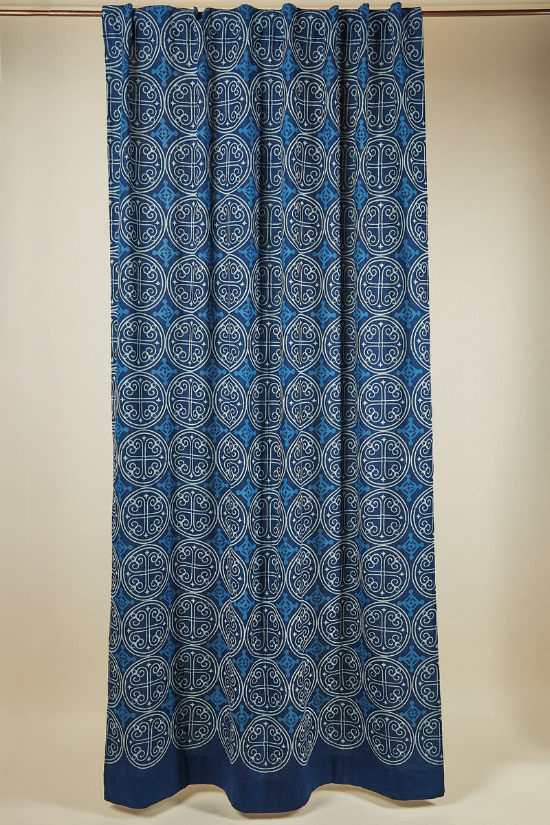 Greece Indigo Midweight Curtain Panel Curtains Ichcha 