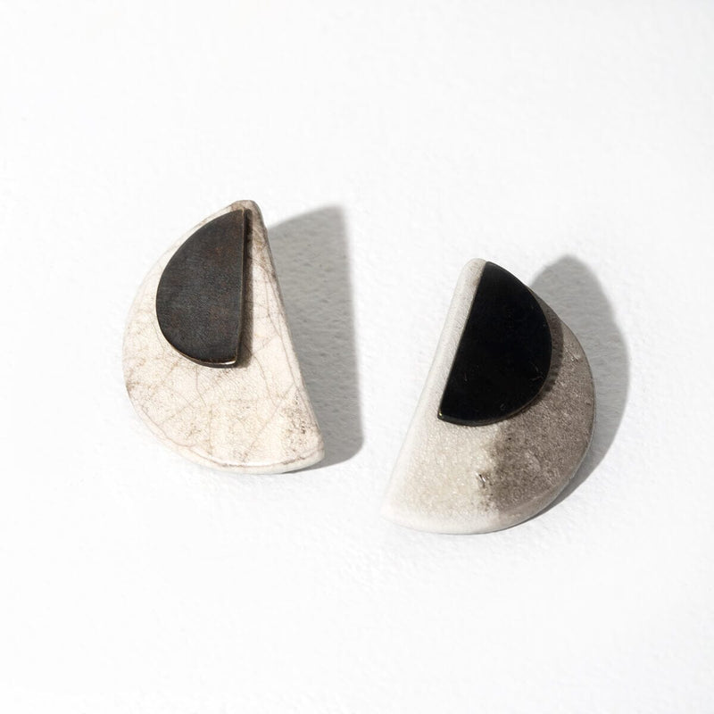 Half Moon 2-in-1 Earrings Earrings Mulxiply Raku + Oxidized Brass 