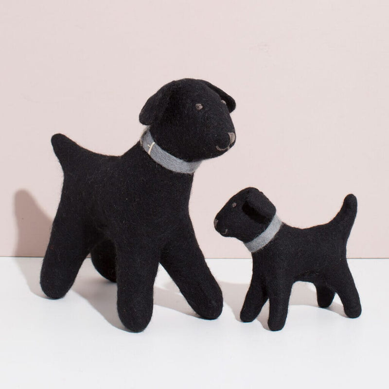 Hand Felted Black Labrador Toys Mulxiply Set of 2 