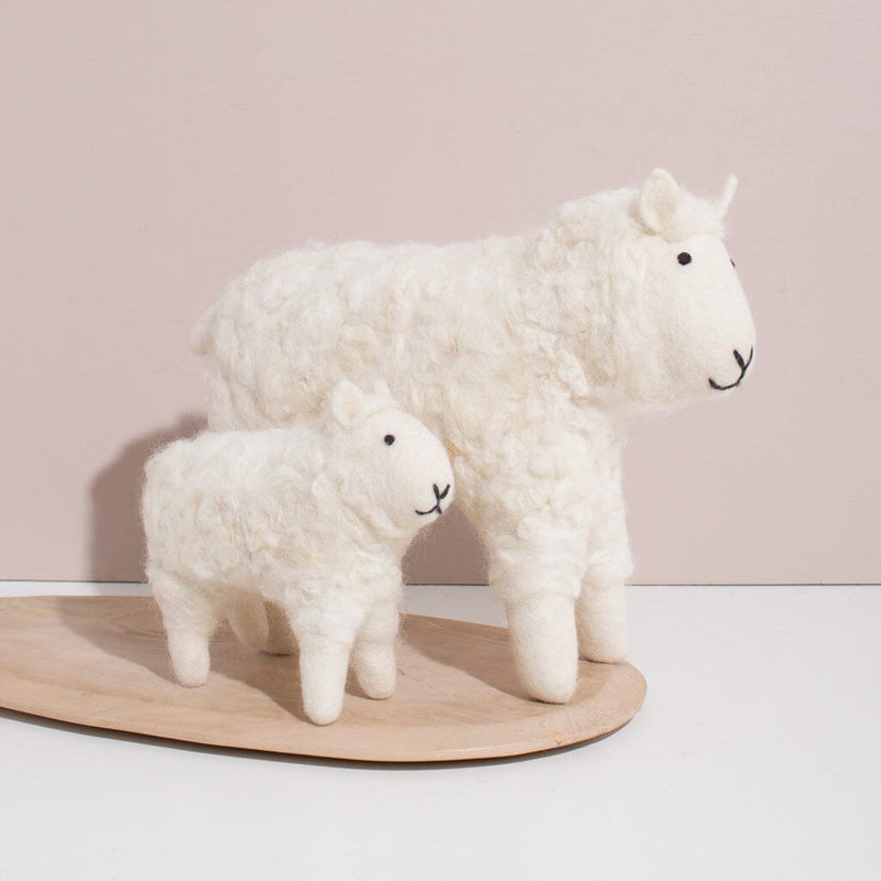 Hand Felted White Sheep Toys Mulxiply Set of 2 