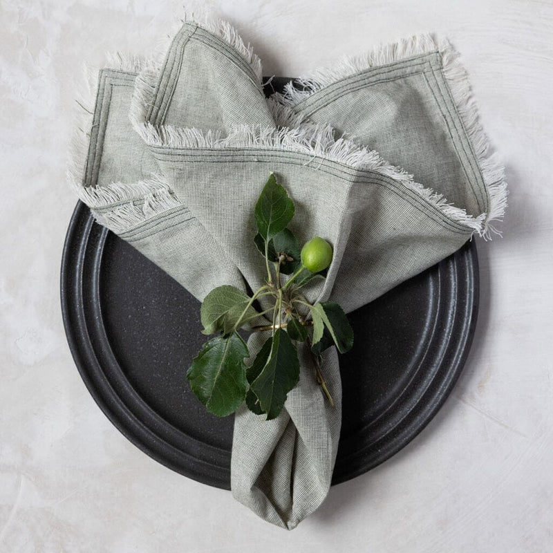 Handwoven Fringe Napkin Set Napkins Mulxiply Olive Weave 