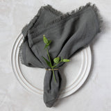 Handwoven Fringe Napkin Set Napkins Mulxiply Slate 