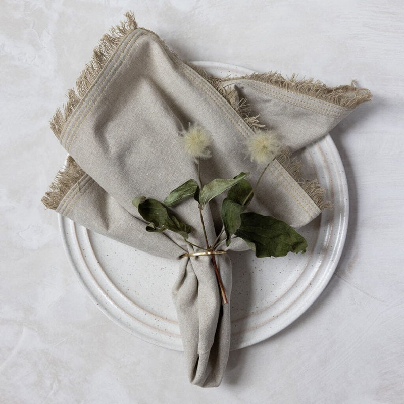 Handwoven Fringe Napkin Set Napkins Mulxiply Tan 