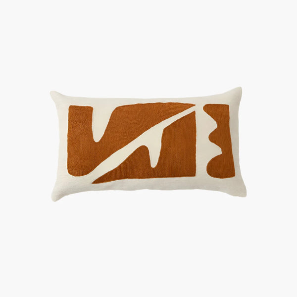 Henri Shapes Wool Throw Pillow Cover Lumbar Pillows Leah Singh Cognac 