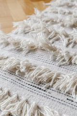 White Fringe Wool Runner/Rug