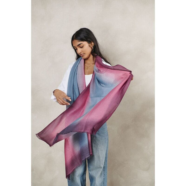 Iris Haze Cashmere Merino Handloom Scarf Scarves Studio Variously 