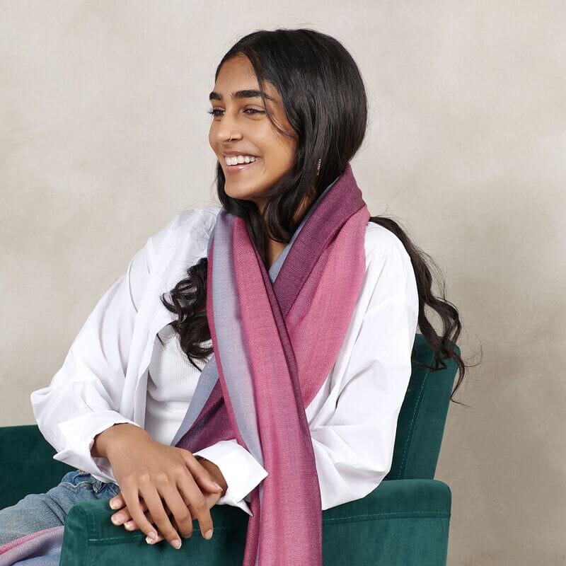 Iris Haze Cashmere Merino Handloom Scarf Scarves Studio Variously 