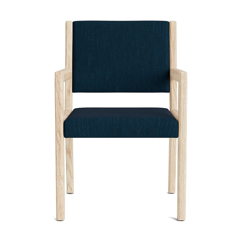 Jasmi Dining Arm Chair in Natural Latex - Cotton Dining Chairs Medley White Oak Larkspur Indigo 