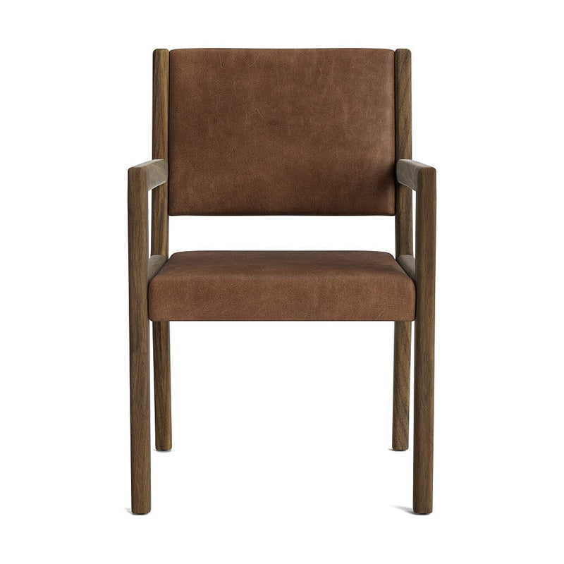 Jasmi Dining Arm Chair in Natural Latex - Leather Dining Chairs Medley Walnut Palomar Molasses 