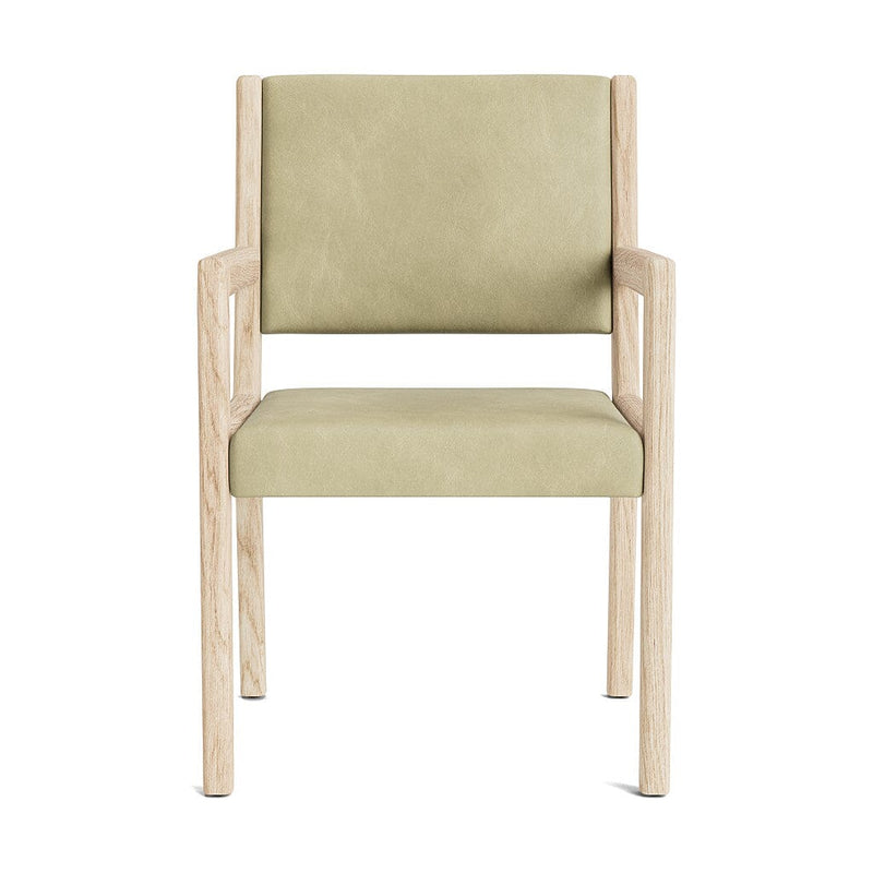 Jasmi Dining Arm Chair in Natural Latex - Leather Dining Chairs Medley White Oak Bodie Linen 