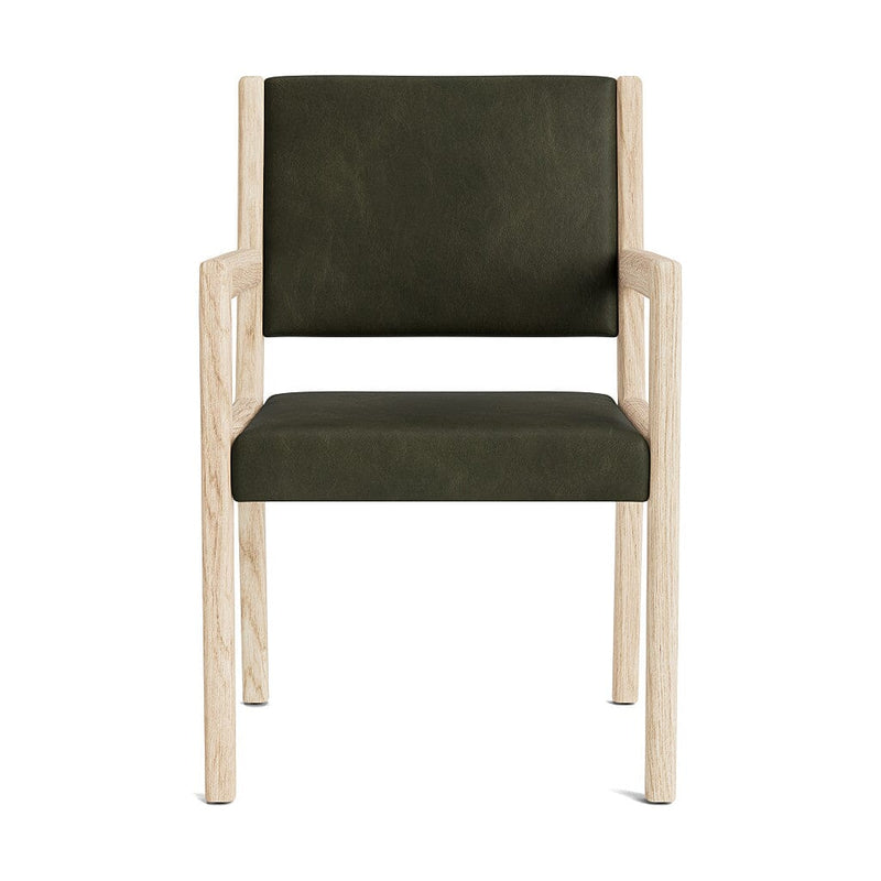 Jasmi Dining Arm Chair in Natural Latex - Leather Dining Chairs Medley White Oak Bodie Moss 