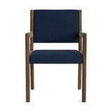 Jasmi Dining Arm Chair in Natural Latex - Linen Dining Chairs Medley Walnut Juneberry Indigo 