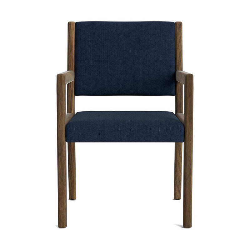 Jasmi Dining Arm Chair in Natural Latex - Linen Dining Chairs Medley Walnut Juneberry Indigo 